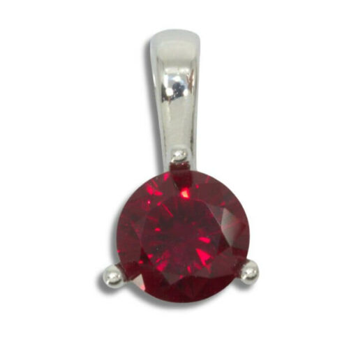 Lab Created Ruby Solitaire Round Pendant