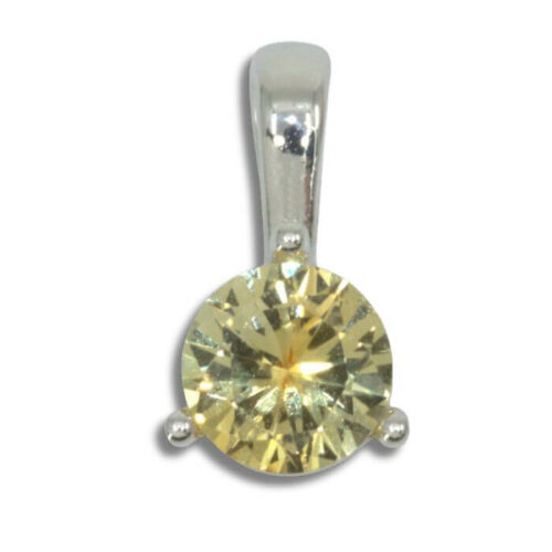 Lab Yellow Sapphire Solitaire Round Pendant