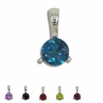 Natural Gemstone Solitaire 6mm Round Pendant