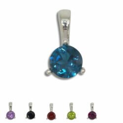 Natural Gemstone Solitaire 6mm Round Pendant