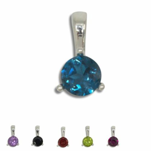 Natural Gemstone Solitaire 6mm Round Pendant