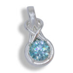 Elegant Twist 7mm Round Pre-notched Pendant Mounting - Blue Moissanite