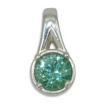 Round Bezel Design with Prongs Pre-notched Pendant Mounting - Lab Spinel Sea Foam Green