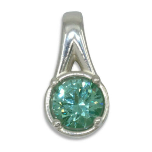 Round Bezel Design with Prongs Pre-notched Pendant Mounting - Lab Spinel Sea Foam Green