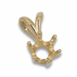 Six Prong Round Pendant - Yellow Gold