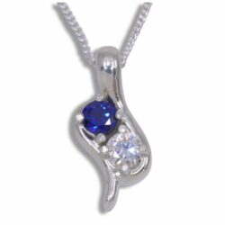 Lab Created Two Stone 4mm Round Moments Pendant - Chain