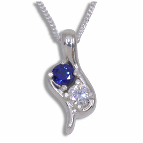 Lab Created Two Stone 4mm Round Moments Pendant - Chain