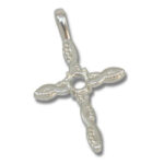 Round Cabochon Cross Twist Milgrain Pendant Mounting - Sterling Silver
