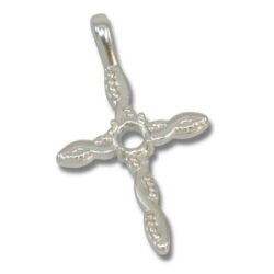 Round Cabochon Cross Twist Milgrain Pendant Mounting - Sterling Silver