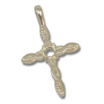 Round Cabochon Cross Twist Milgrain Pendant Mounting - White Gold