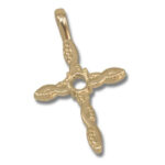 Round Cabochon Cross Twist Milgrain Pendant Mounting - Yellow Gold
