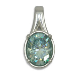 Oval Bezel Design with Prongs Pre-notched Pendant Mounting - Blue Moissanite