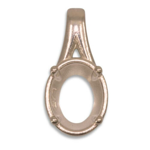 Oval Bezel Design with Prongs Pre-notched Pendant Mounting - Rose Gold