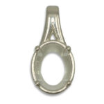 Oval Bezel Design with Prongs Pre-notched Pendant Mounting - White Gold