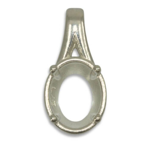 Oval Bezel Design with Prongs Pre-notched Pendant Mounting - White Gold