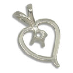 Single Stone Heart Pre-notched Pendant Mounting