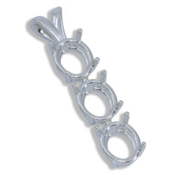 Oval Three Stone Pre-notched Pendant Mounting