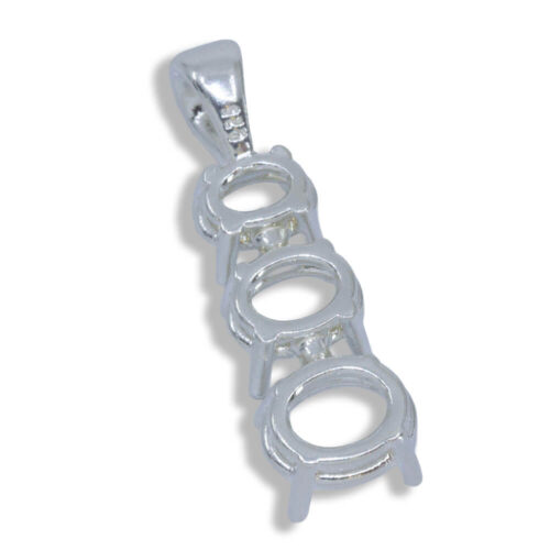 Three Stone Graduated Oval Pre-notched Pendant Mounting