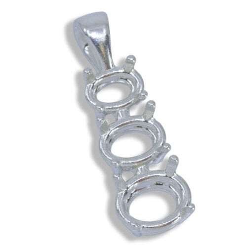 Three Stone Graduated Oval Pre-notched Pendant Mounting