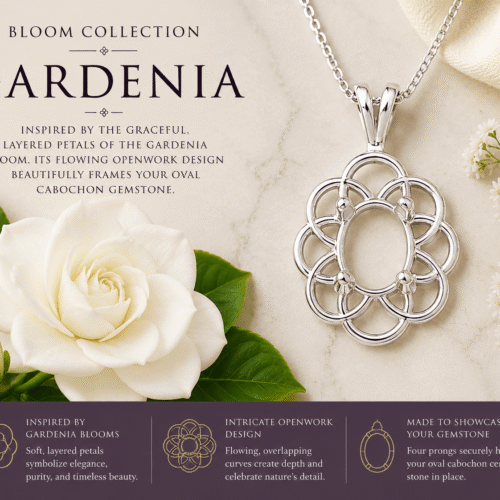 Gardenia Pendant - Oval Cabochon Pendant Mounting