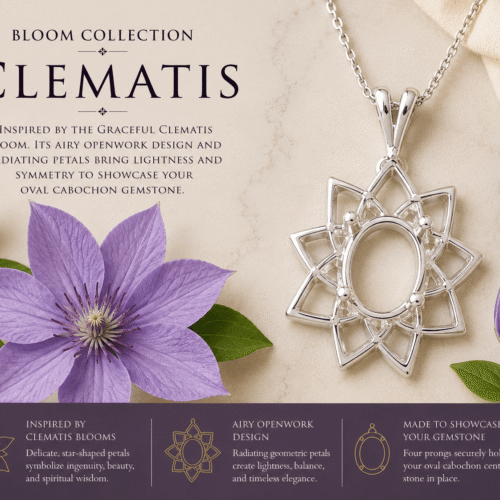 Clematis Pendant - Oval Cabochon Pendant Mounting
