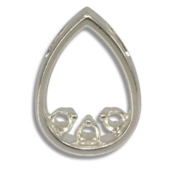 Pear Shaped Slider Three Stone Pre-notched Pendant Mounting