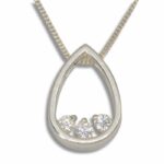 Lab Created Pear Shape Slider Style Three Stone Pendant