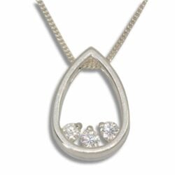 Lab Created Pear Shape Slider Style Three Stone Pendant