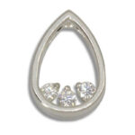 Pear Shaped Slider Three Stone Pre-notched Pendant Mounting - Moissanite
