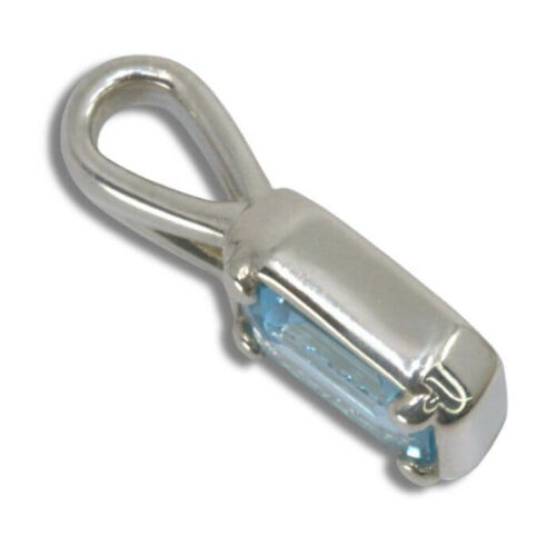 Sky Blue Topaz 8x6mm Emerald Cut Bezel Prong Pendant