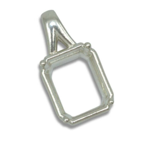 Emerald Cut Bezel Design with Prongs Pre-notched Pendant Mounting