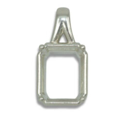 Emerald Cut Bezel Design with Prongs Pre-notched Pendant Mounting