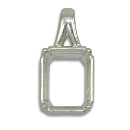 Emerald Cut Bezel Design with Prongs Pre-notched Pendant Mounting