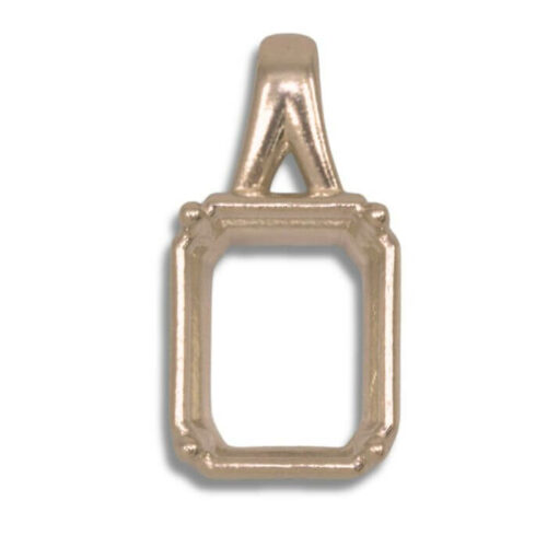 Emerald Cut Bezel Design with Prongs Pre-notched Pendant Mounting - Rose Gold