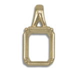 Emerald Cut Bezel Design with Prongs Pre-notched Pendant Mounting - Yellow Gold