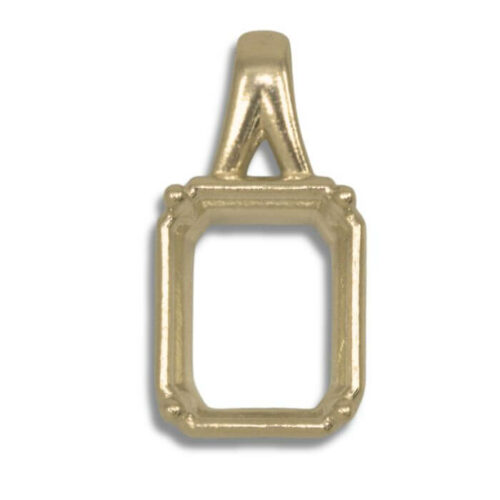 Emerald Cut Bezel Design with Prongs Pre-notched Pendant Mounting - Yellow Gold