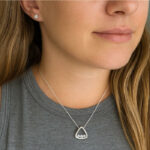 Triangle Shaped Slider Three Stone Pre-notched Pendant Mounting - Finished Example