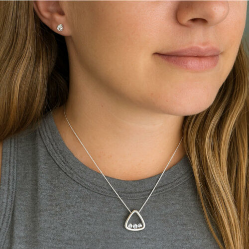 Triangle Shaped Slider Three Stone Pre-notched Pendant Mounting - Finished Example