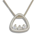 Lab Created Triangle Slider Style Three Stone Pendant