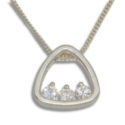 Lab Created Triangle Slider Style Three Stone Pendant