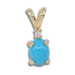 Turquoise Cabochon Accented 14kt Yellow Gold