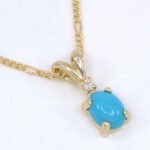 Turquoise Cabochon Accented 14kt Yellow Gold