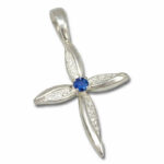 Petal Cross Lab Created Gemstone Cross Pendant