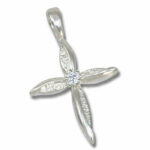 Petal Cross Lab Created Diamond Cross Pendant
