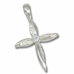 Petal Cross Lab Created Diamond Cross Pendant