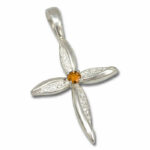 Petal Cross Lab Created Gemstone Cross Pendant