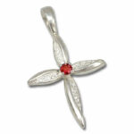 Petal Cross Lab Created Gemstone Cross Pendant