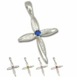 Petal Cross Lab Created Gemstone Cross Pendant