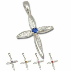 Petal Cross Lab Created Gemstone Cross Pendant