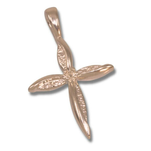 Petal Design 2mm Round Cross Pre-notched Pendant Mounting - Rose Gold